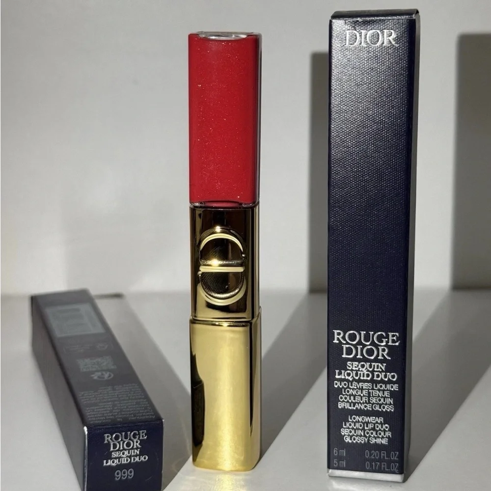Rouge Dior Sequin Duo Lipstick Full Size 2025 Limited Edition shade 999 NIB🌸